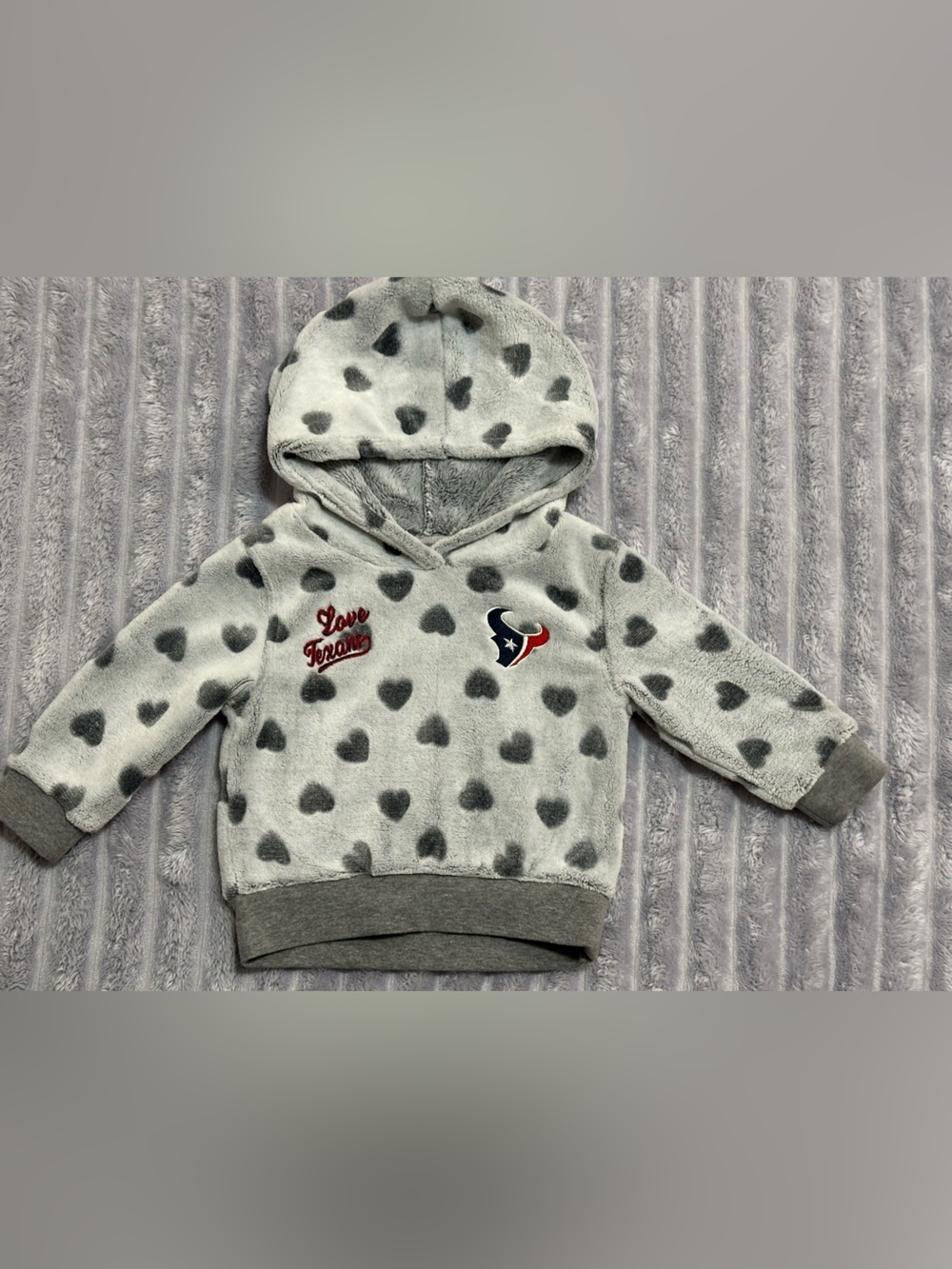 NFL Girls Gray Heart Plush Hoodie with Team Patch